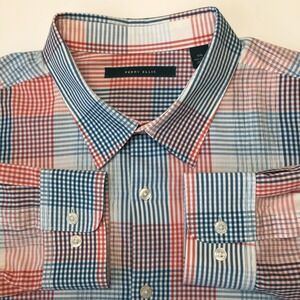 Perry Ellis Shirt Mens Size XXL Multi-Color Checks Long Sleeve